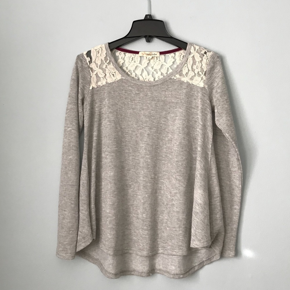 Rewind Gray Lace Top